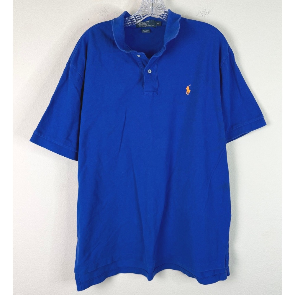 Polo Ralph Lauren Shirt Mens XL Blue Short Sleeve Pique Pony Logo Classic Fit